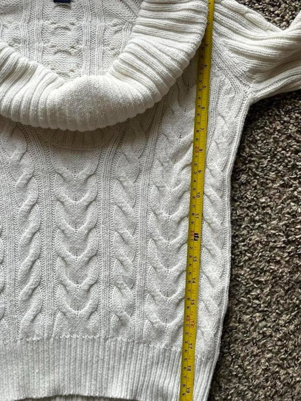 Gap Women Med White Cable Knit Cowl Neck Sweater Cotton Wool Graduation Spring - Picture 7 of 7